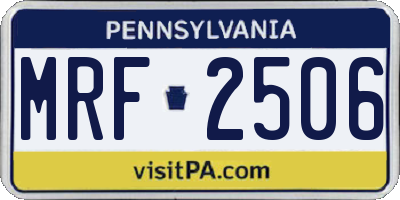 PA license plate MRF2506