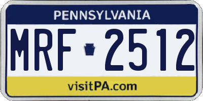 PA license plate MRF2512