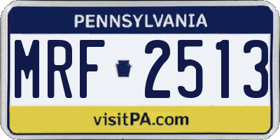PA license plate MRF2513