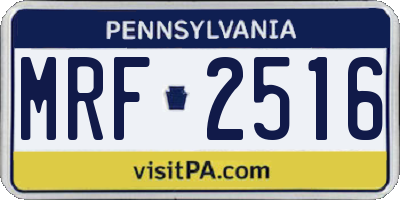 PA license plate MRF2516