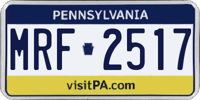 PA license plate MRF2517