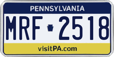 PA license plate MRF2518
