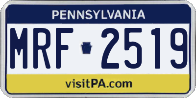 PA license plate MRF2519