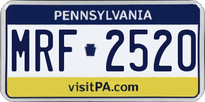 PA license plate MRF2520