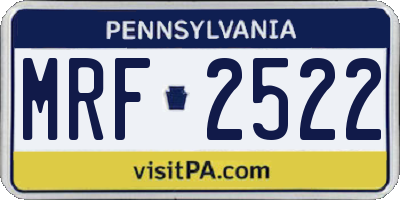 PA license plate MRF2522