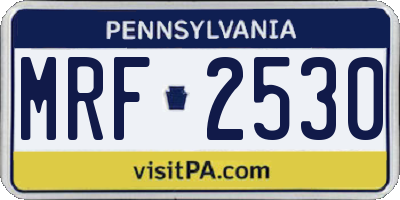 PA license plate MRF2530