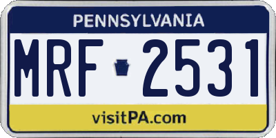 PA license plate MRF2531