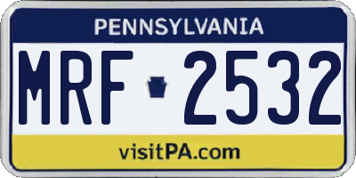 PA license plate MRF2532