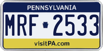 PA license plate MRF2533