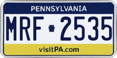 PA license plate MRF2535