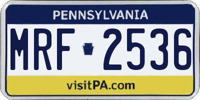 PA license plate MRF2536