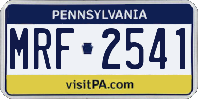 PA license plate MRF2541