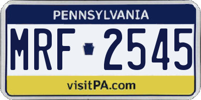 PA license plate MRF2545