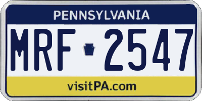 PA license plate MRF2547