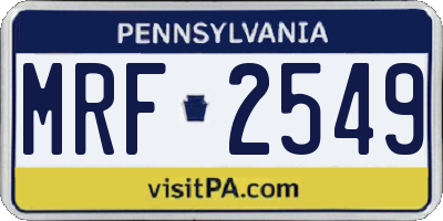 PA license plate MRF2549