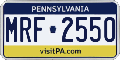 PA license plate MRF2550