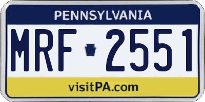 PA license plate MRF2551