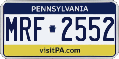 PA license plate MRF2552