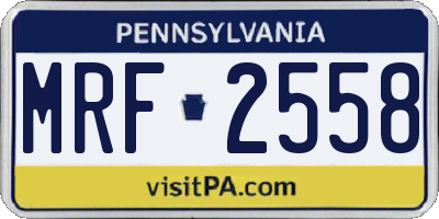 PA license plate MRF2558