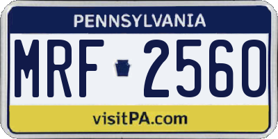 PA license plate MRF2560