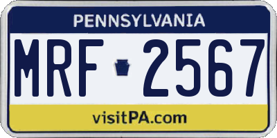 PA license plate MRF2567