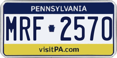 PA license plate MRF2570