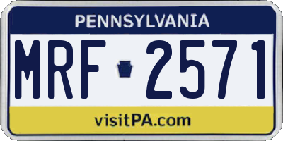 PA license plate MRF2571
