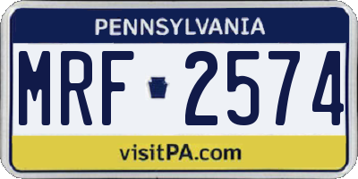 PA license plate MRF2574