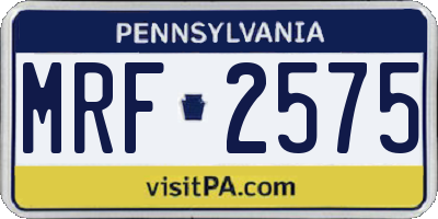PA license plate MRF2575