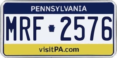 PA license plate MRF2576
