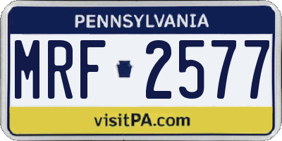 PA license plate MRF2577