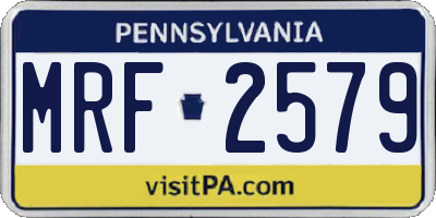PA license plate MRF2579