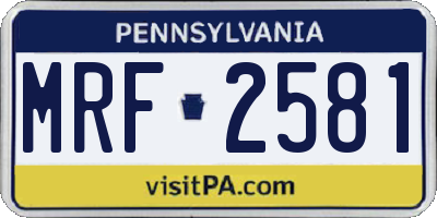 PA license plate MRF2581