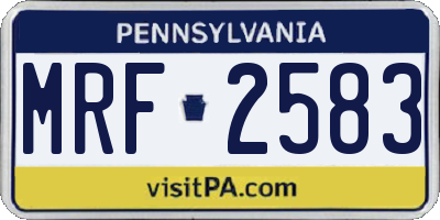 PA license plate MRF2583