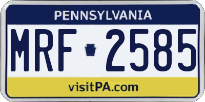 PA license plate MRF2585