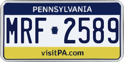 PA license plate MRF2589