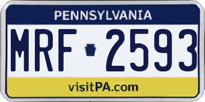 PA license plate MRF2593