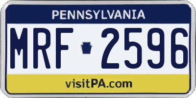 PA license plate MRF2596