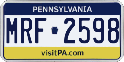 PA license plate MRF2598