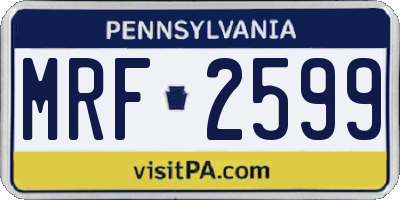 PA license plate MRF2599