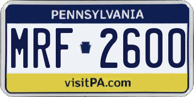 PA license plate MRF2600