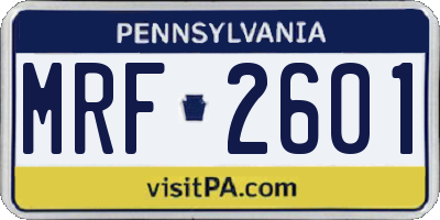 PA license plate MRF2601