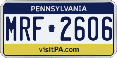 PA license plate MRF2606