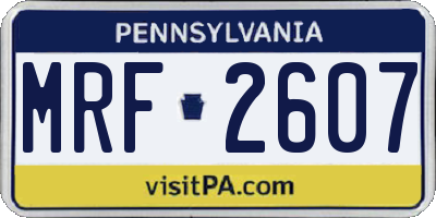 PA license plate MRF2607