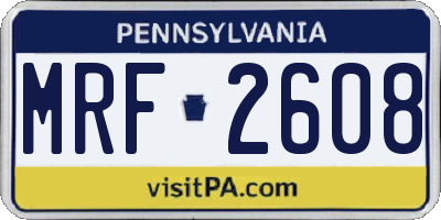 PA license plate MRF2608