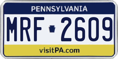 PA license plate MRF2609