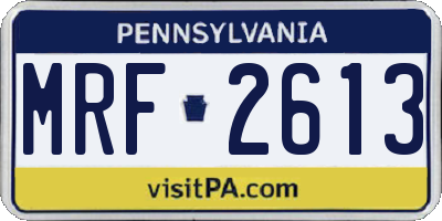 PA license plate MRF2613