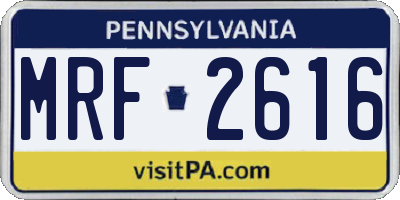 PA license plate MRF2616