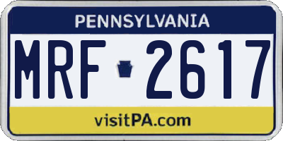 PA license plate MRF2617