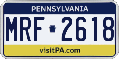 PA license plate MRF2618